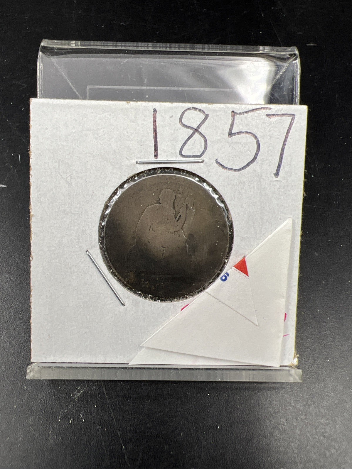 1857 25c Seated Liberty Quarter Very Circulated Condition