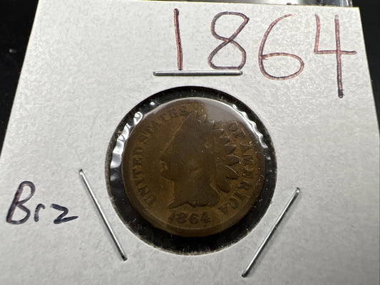 1864 1c Indian Cent Penny Coin AG / G Circ Bronze SKU#A
