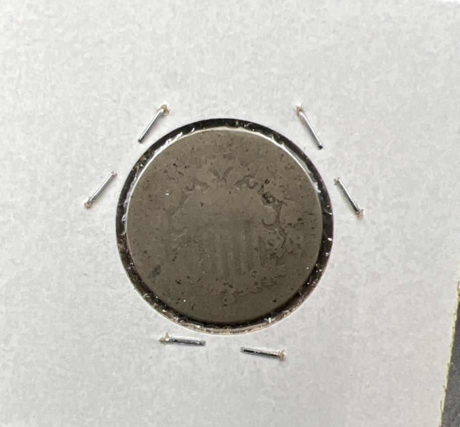 1872 5c Shield Nickel Five Cents Coin Very Circulated SKU#A