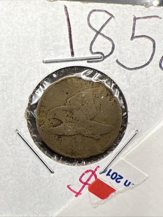 1858 1c Flying Eagle Cent Coin Very Circulated SKU#G