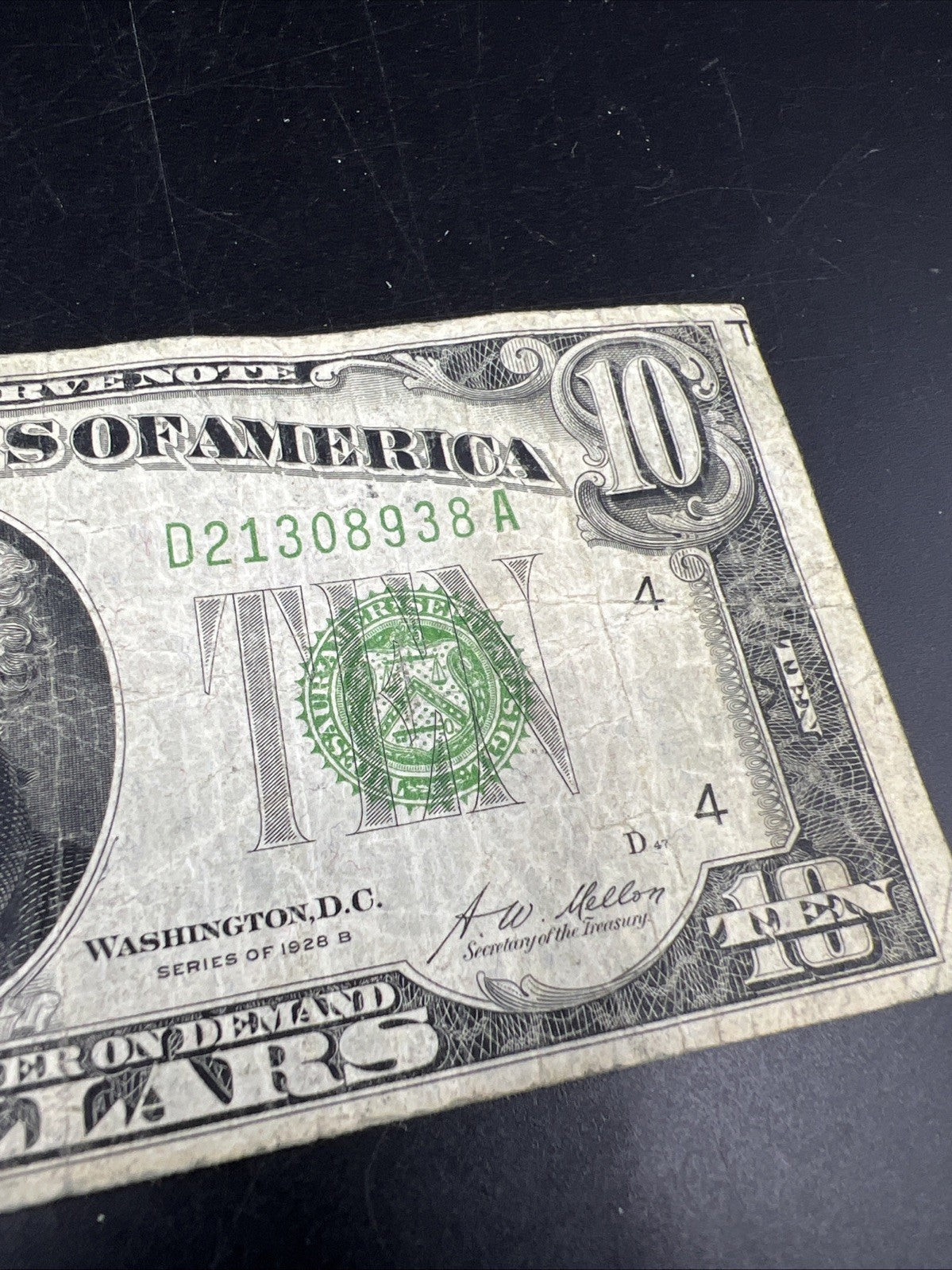 1928 B $10 FRN Federal Reserve Note Redeemable in Gold Cleveland VG Very Good