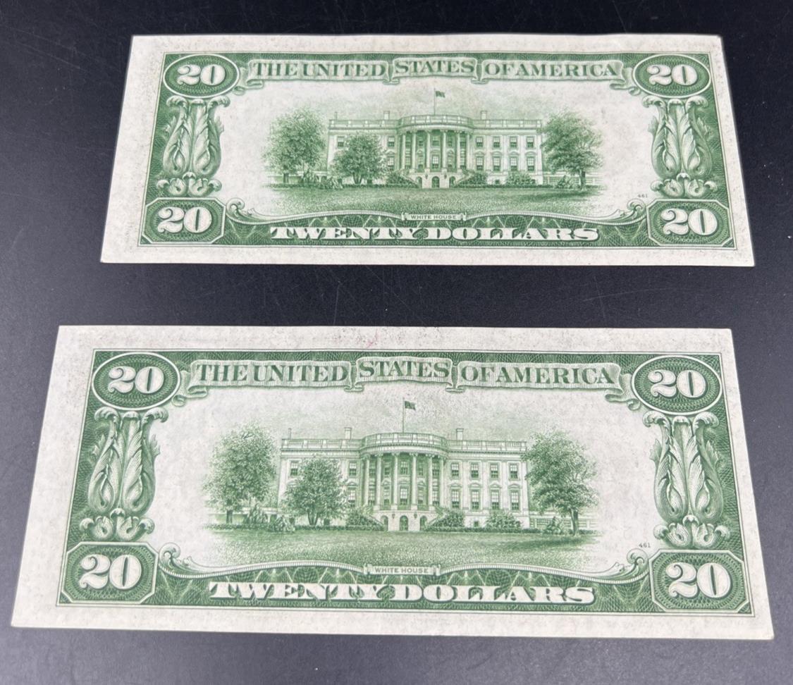 2 Consecutive Note Lot 1934 $20 FRN Federal Reserve Notes Atlanta CH AU / CU