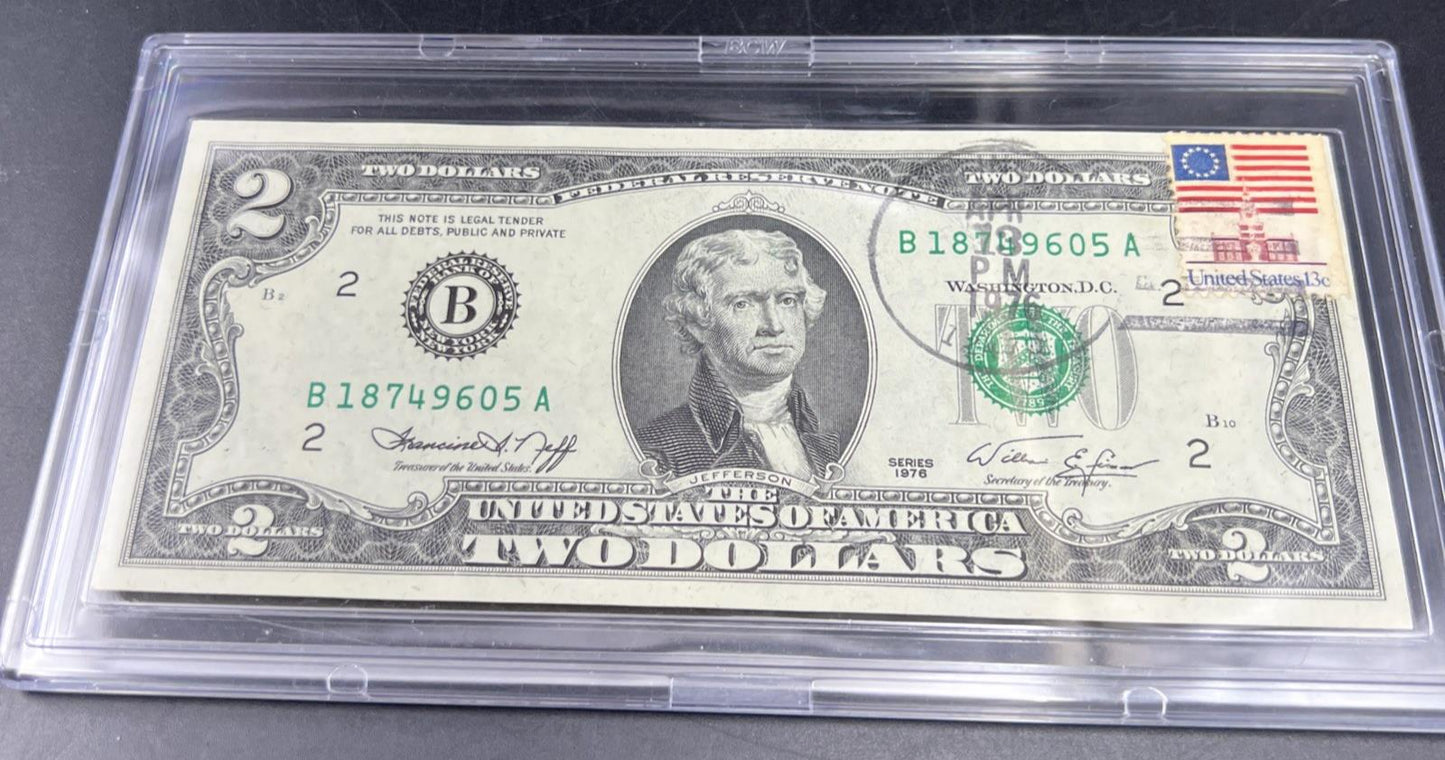 1976 $2 Bicentennial Postal FRN Federal Reserve Note High Falls NY CU UNC #605
