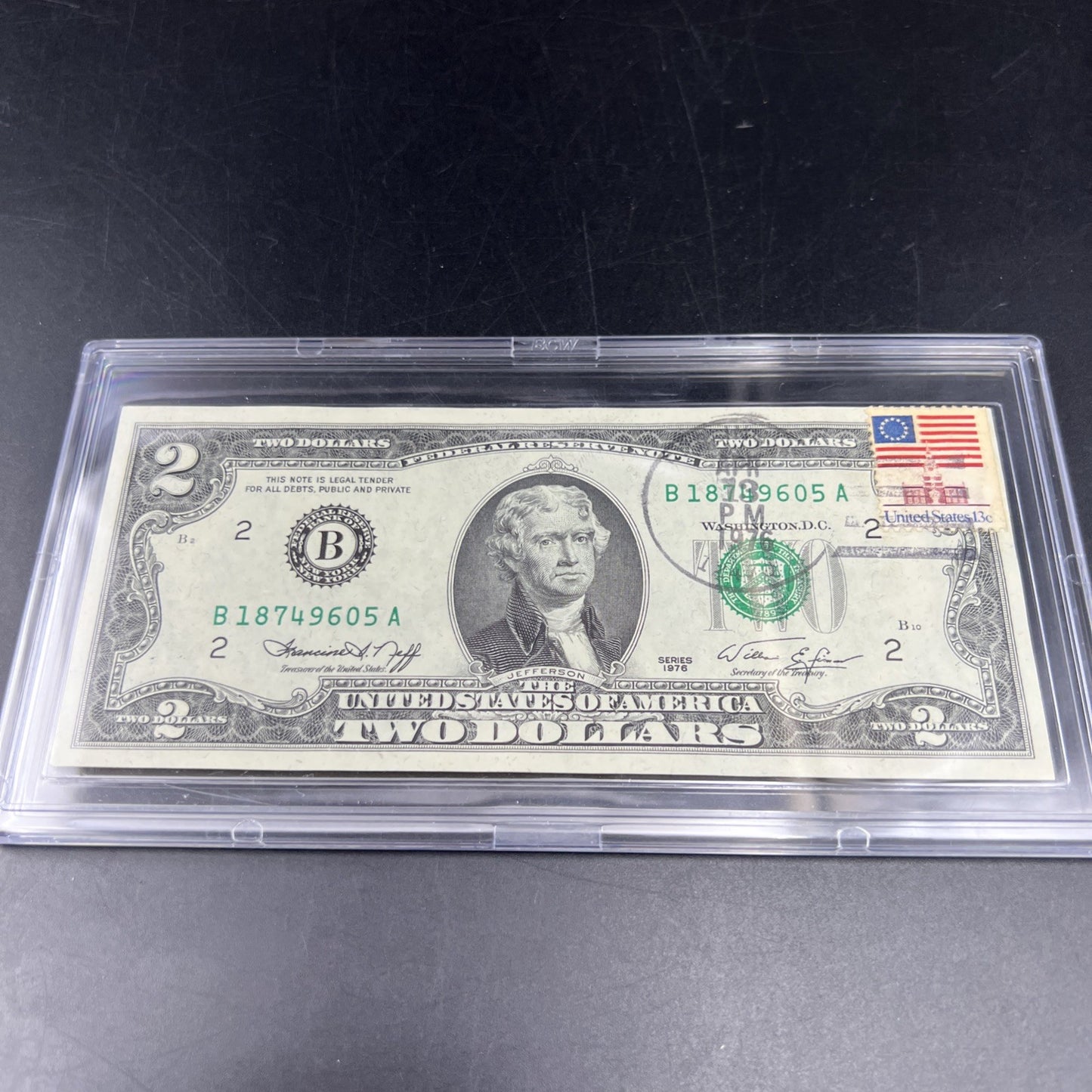 1976 $2 Bicentennial Postal FRN Federal Reserve Note High Falls NY CU UNC #605