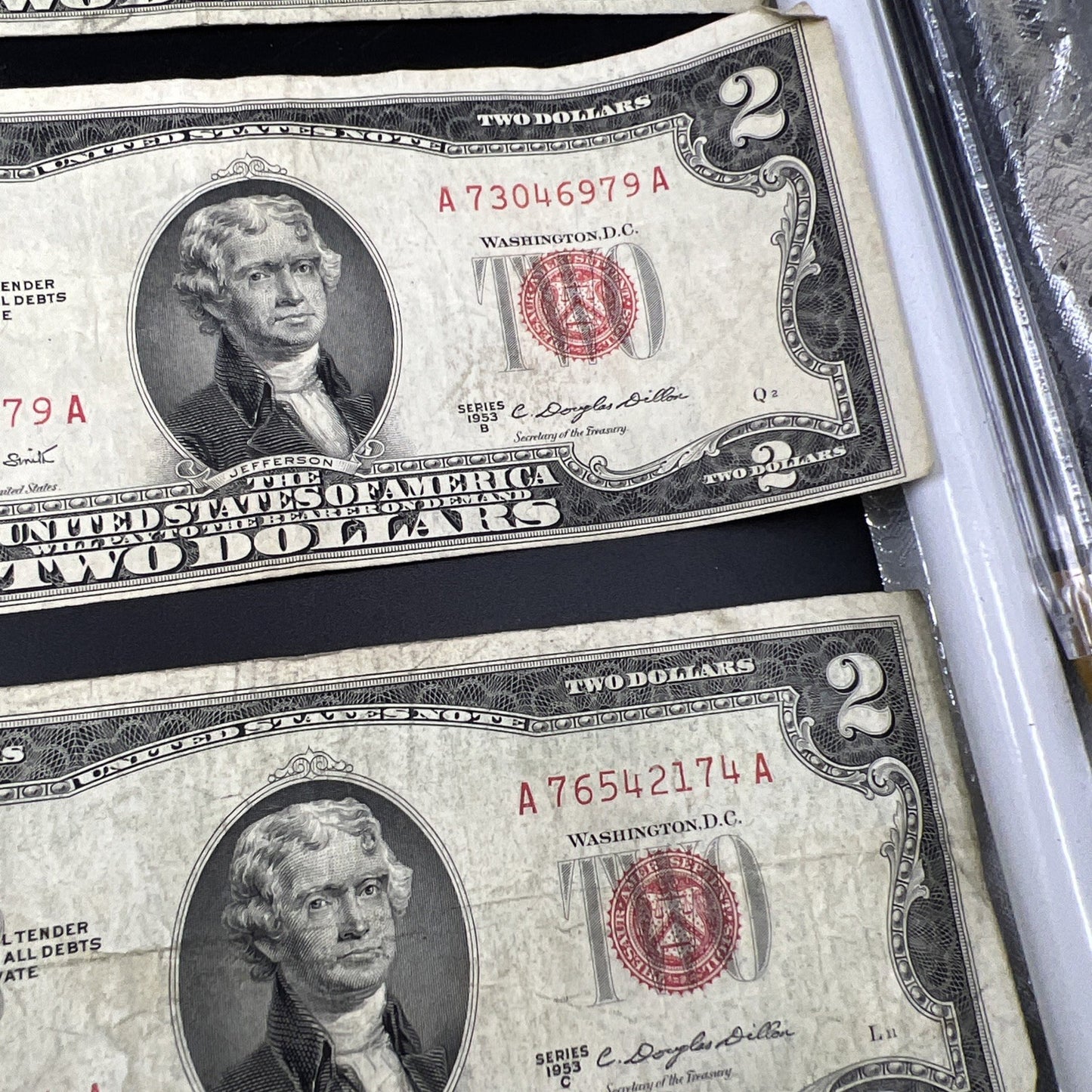Lot of 10 1953 $2 USN Legal Tender Red Seal Notes VG Very Good Circ #855