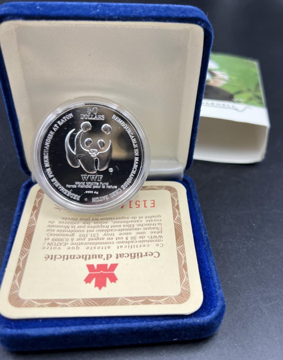 1995 Canada $50 1 oz Silver Panda Coin WWF World Wildlife Foundation