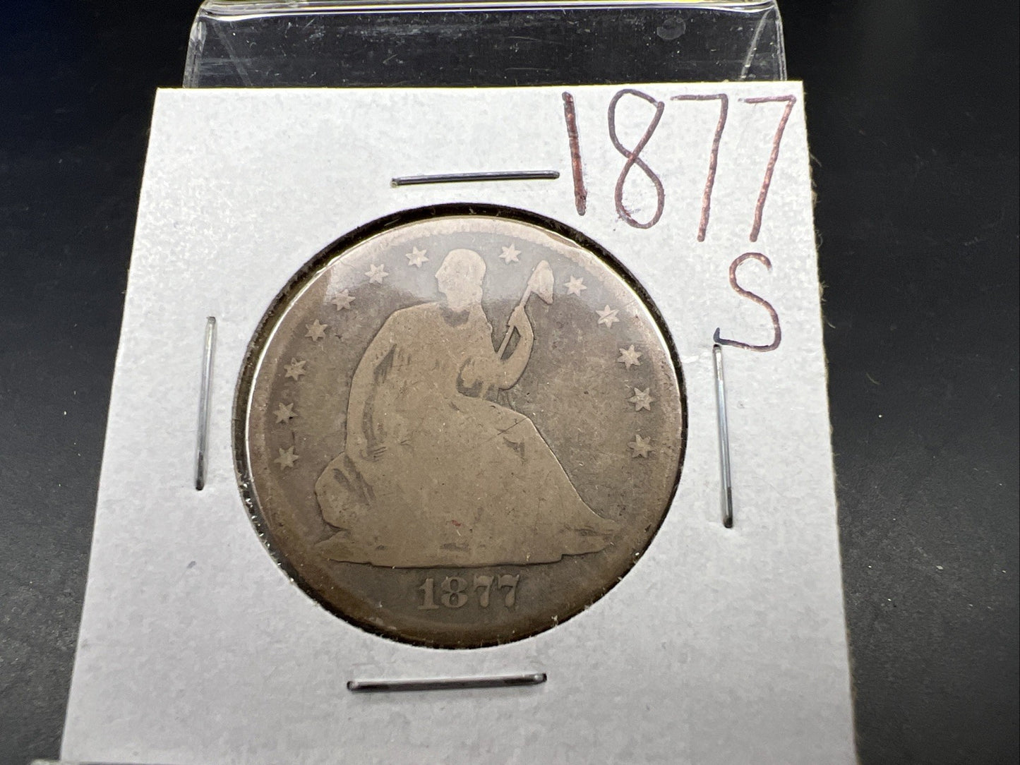 1877 S 50c Seated Liberty Silver Half Dollar Coin AG About Good Full Date