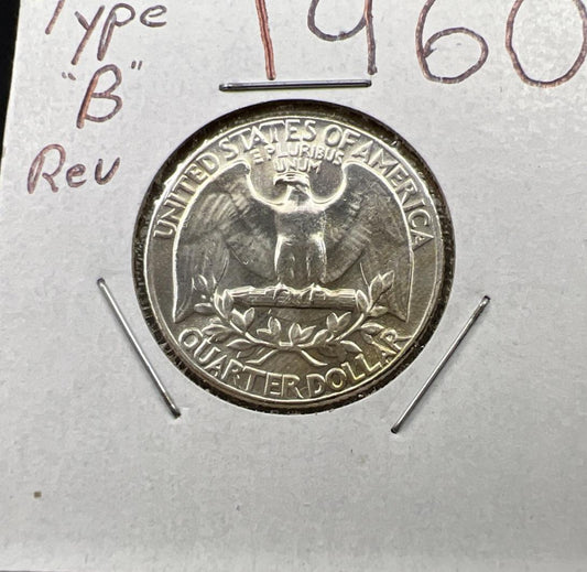 1963 P 25C Washington Quarter Silver Coin Choice BU Uncirculated Type B Rev SK#4