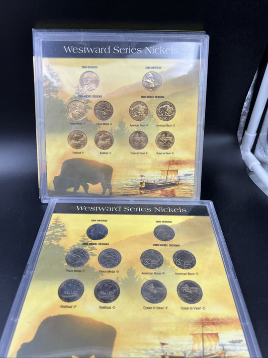 Lot of 2 2004 2005 5c Jefferson Nickel Sets 20 Coins in Holders