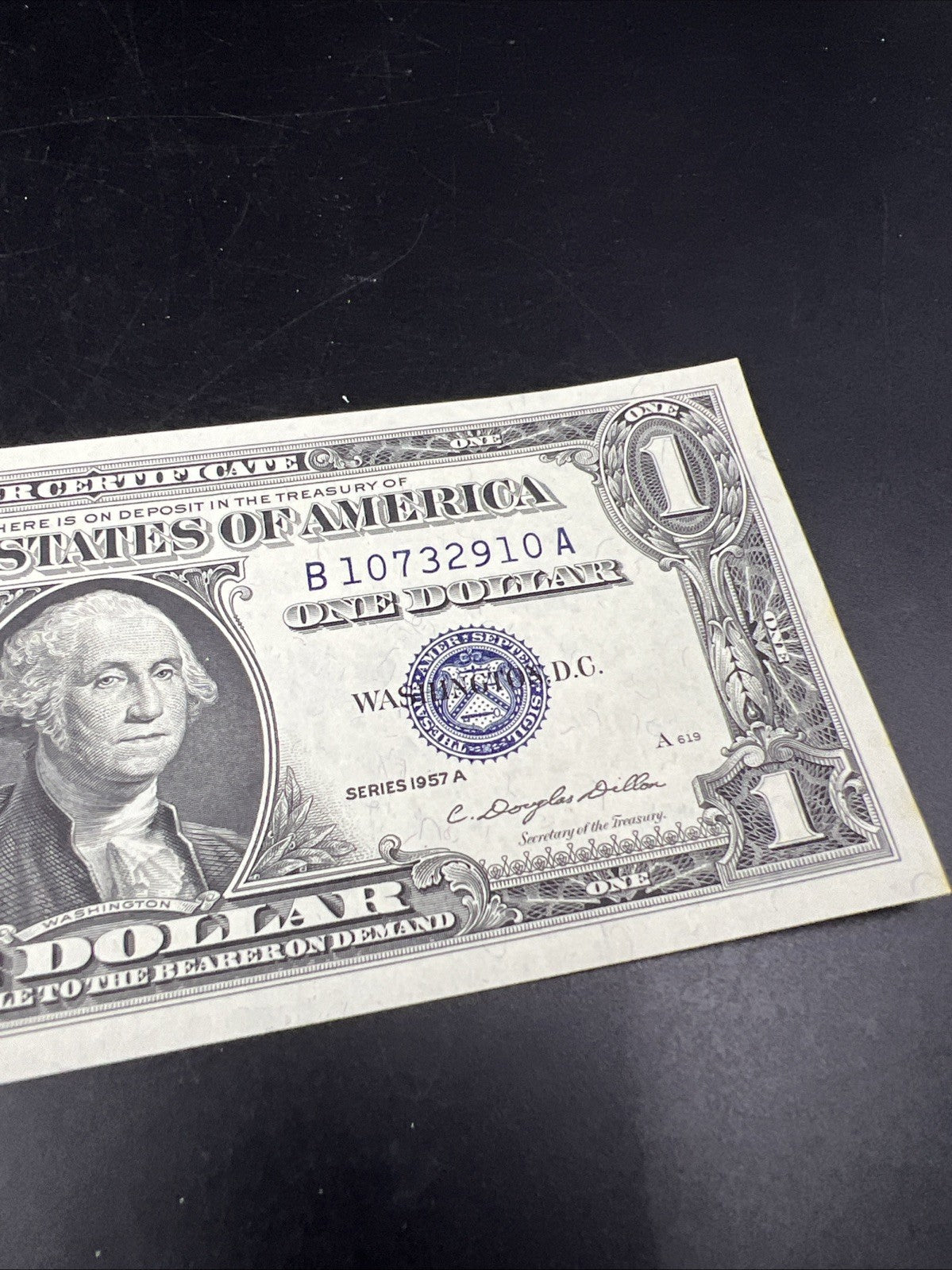 1957 A $1 One Dollar Silver Certificate Blue Seal Choice Uncirculated #910