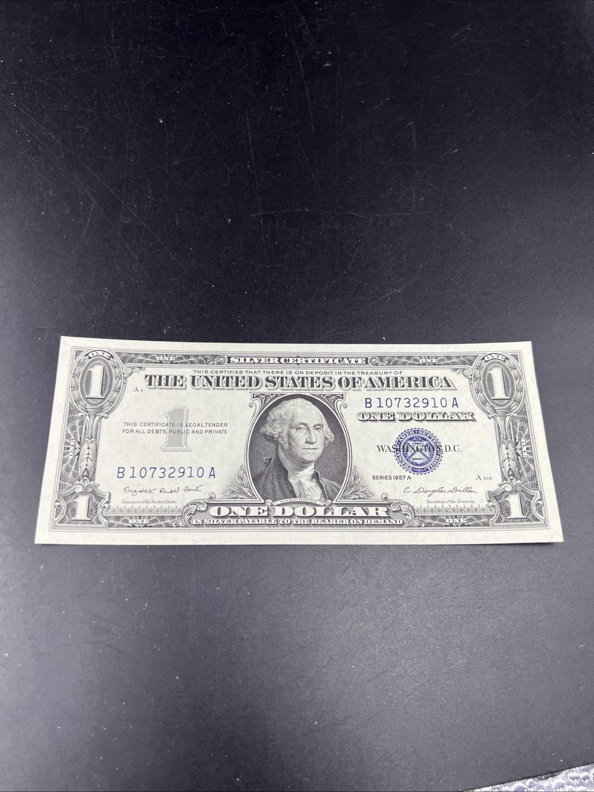 1957 A $1 One Dollar Silver Certificate Blue Seal Choice Uncirculated #910