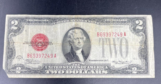 1928 C $2 USN Red Seal Legal Tender Note Very Circulated #49