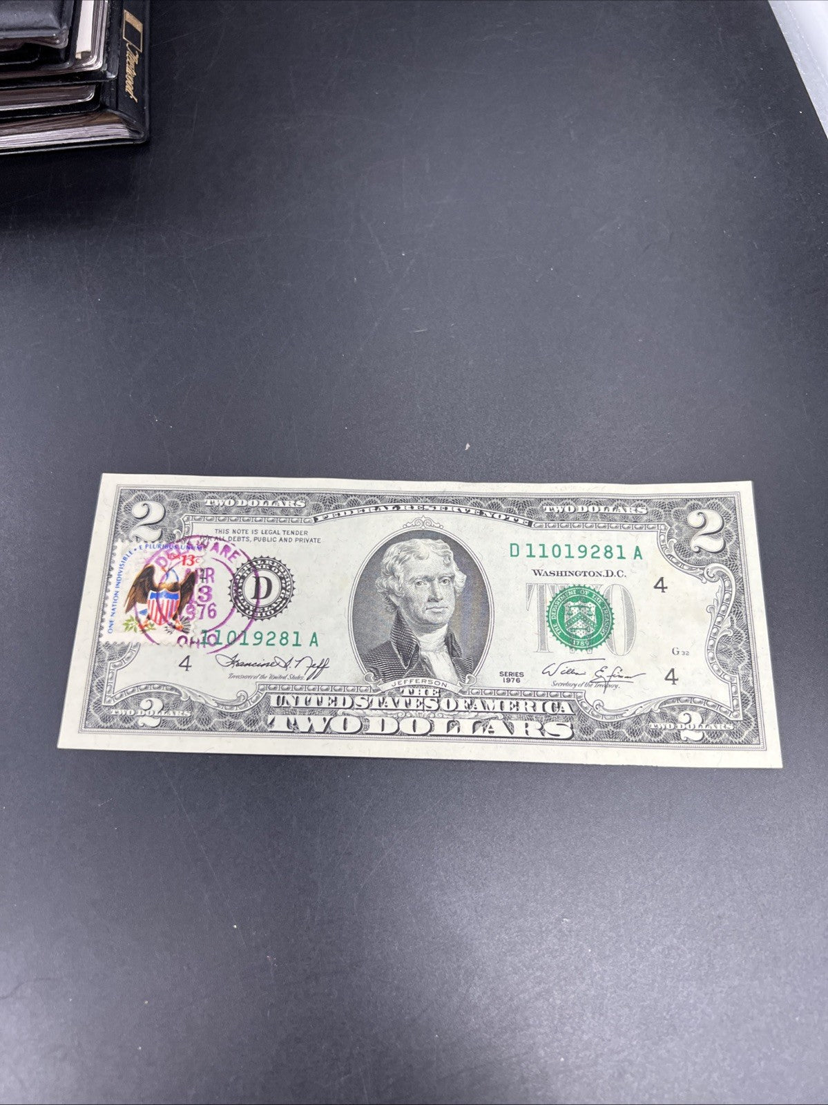 1976 $2 Postal Two Dollar Bicentennial Federal Reserve Note Delaware OH UNC #81