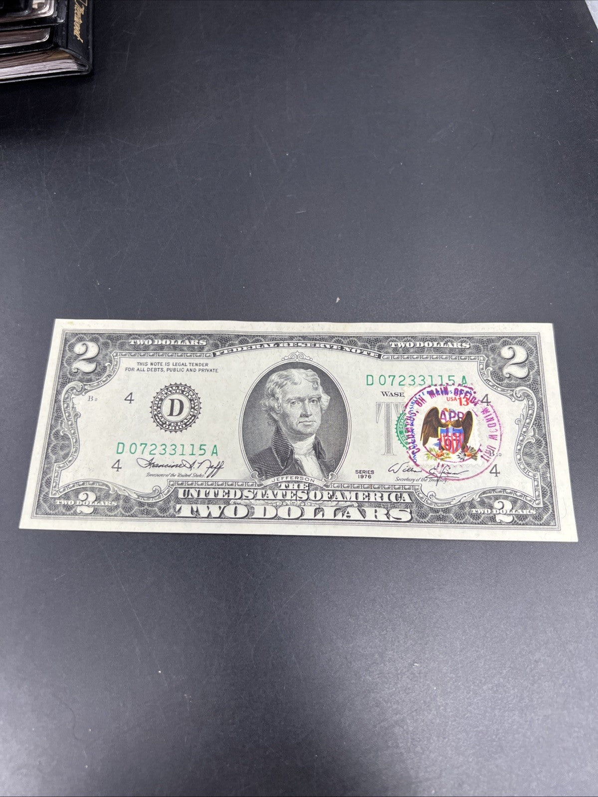 1976 $2 Columbus Ohio Main Office Bicentennial Postal FRN Note Unc #115