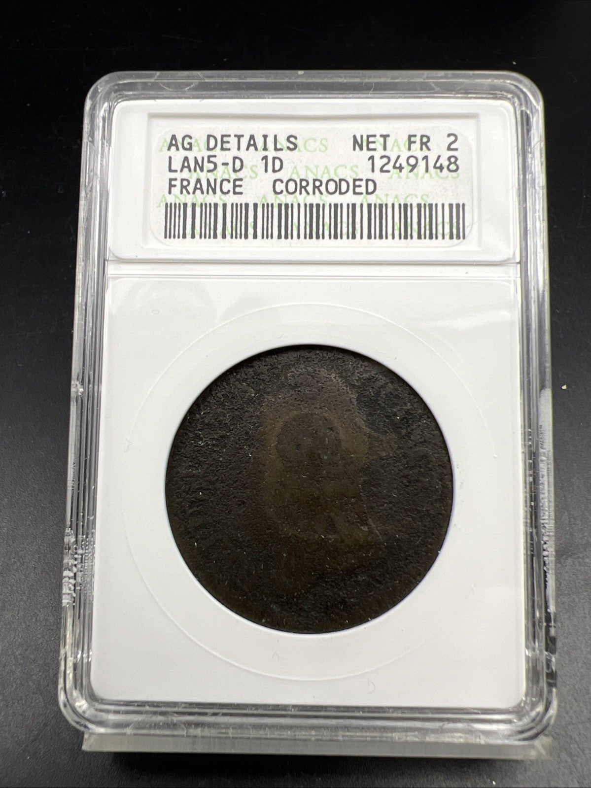 World's Worst France Decime Coin KM# 644.1 ANACS Fair Details