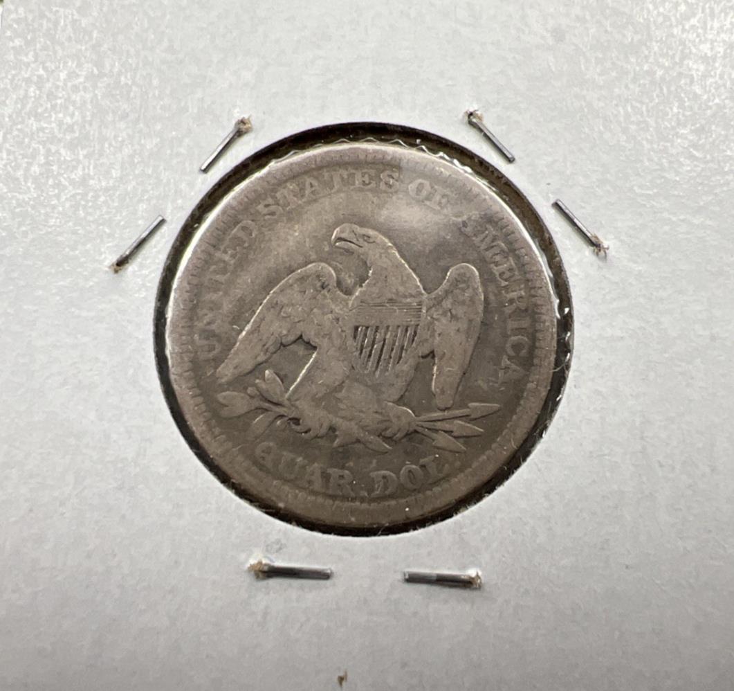 1857 Seated Liberty Quarter Coin 25c VG Very Good Details