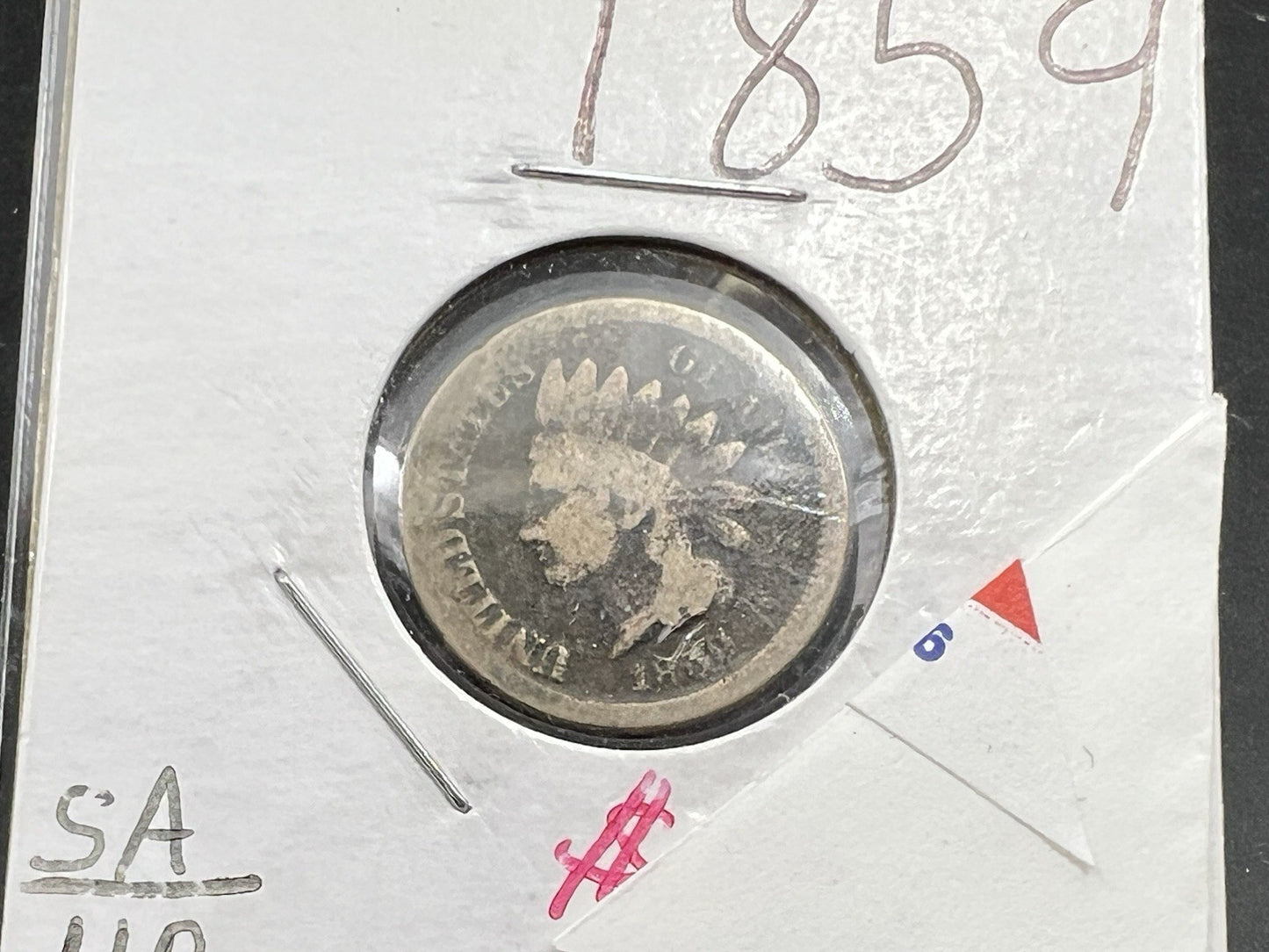 1859 1c Indian Head Cent Penny AG Details Circulated SKU#A First Year Of Issue