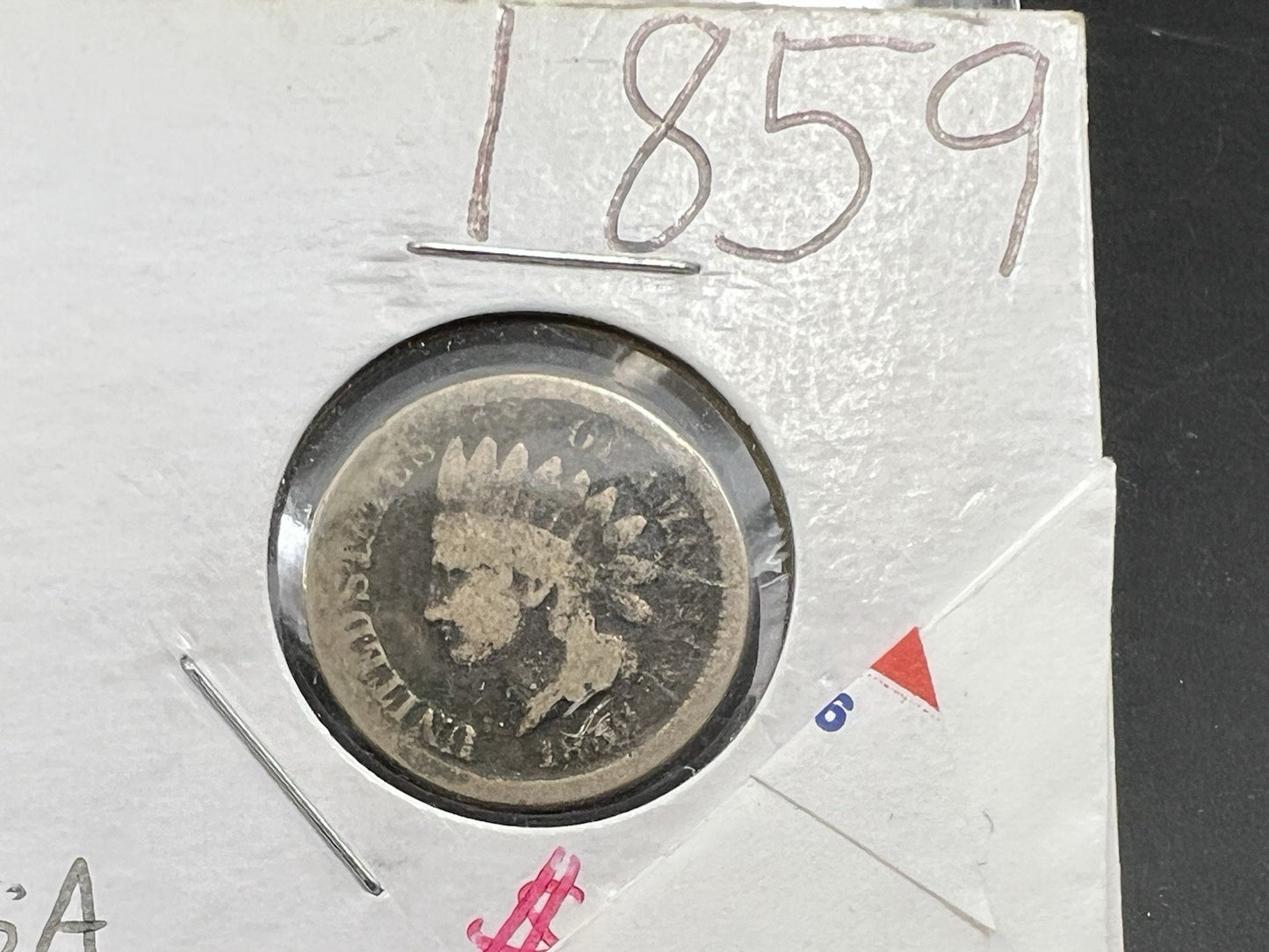 1859 1c Indian Head Cent Penny AG Details Circulated SKU#A First Year Of Issue