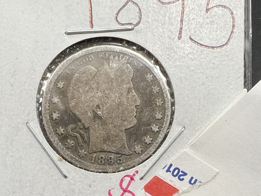 1895 P 25c Barber Silver Quarter Coin Very Circulated SKU#A