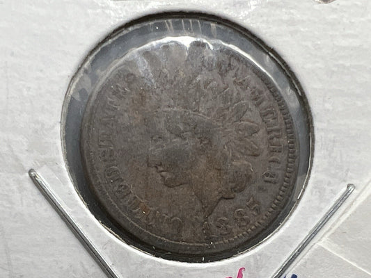 1885 1c Indian Cent Penny Very Circulated Semi Key Date SKU#A