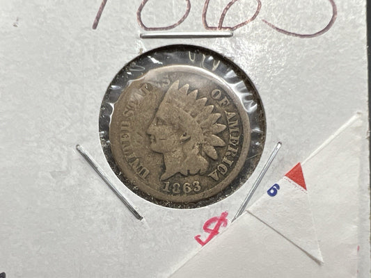 1863 1c Indian Cent Penny Copper Nickel Good Circulated SKU#A