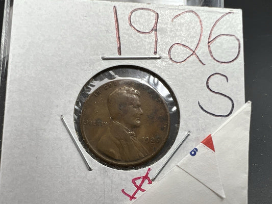 1926 S Lincoln Wheat Cent Penny VG Details Circulated SKU#A