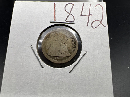 1842 10c Seated Liberty Dime Coin Very Circulated Fair / AG Full Date