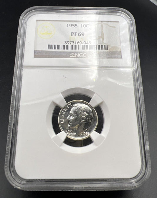 1955 P 10c Roosevelt Silver Dime Coin PF69 NGC Gem Proof Certified