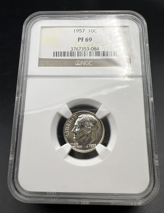 1957 P 10c Roosevelt Silver Dime Coin PF69 NGC Gem Proof Certified