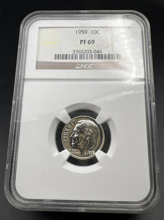 1959 P 10c Roosevelt Silver Dime Coin PF69 NGC Gem Proof Certified
