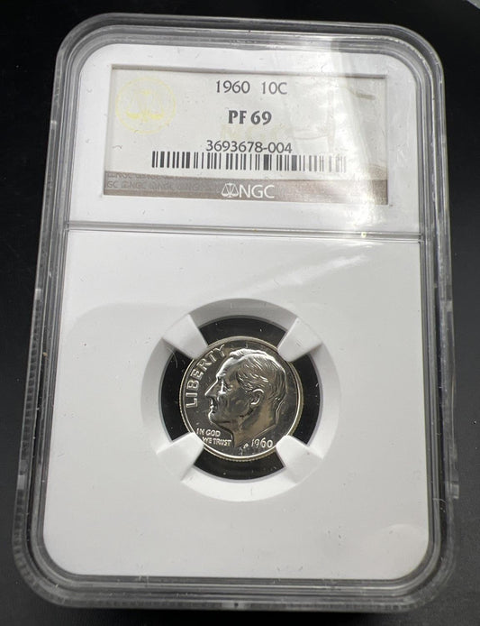 1960 P 10c Roosevelt Silver Dime Coin PF69 NGC Gem Proof Certified