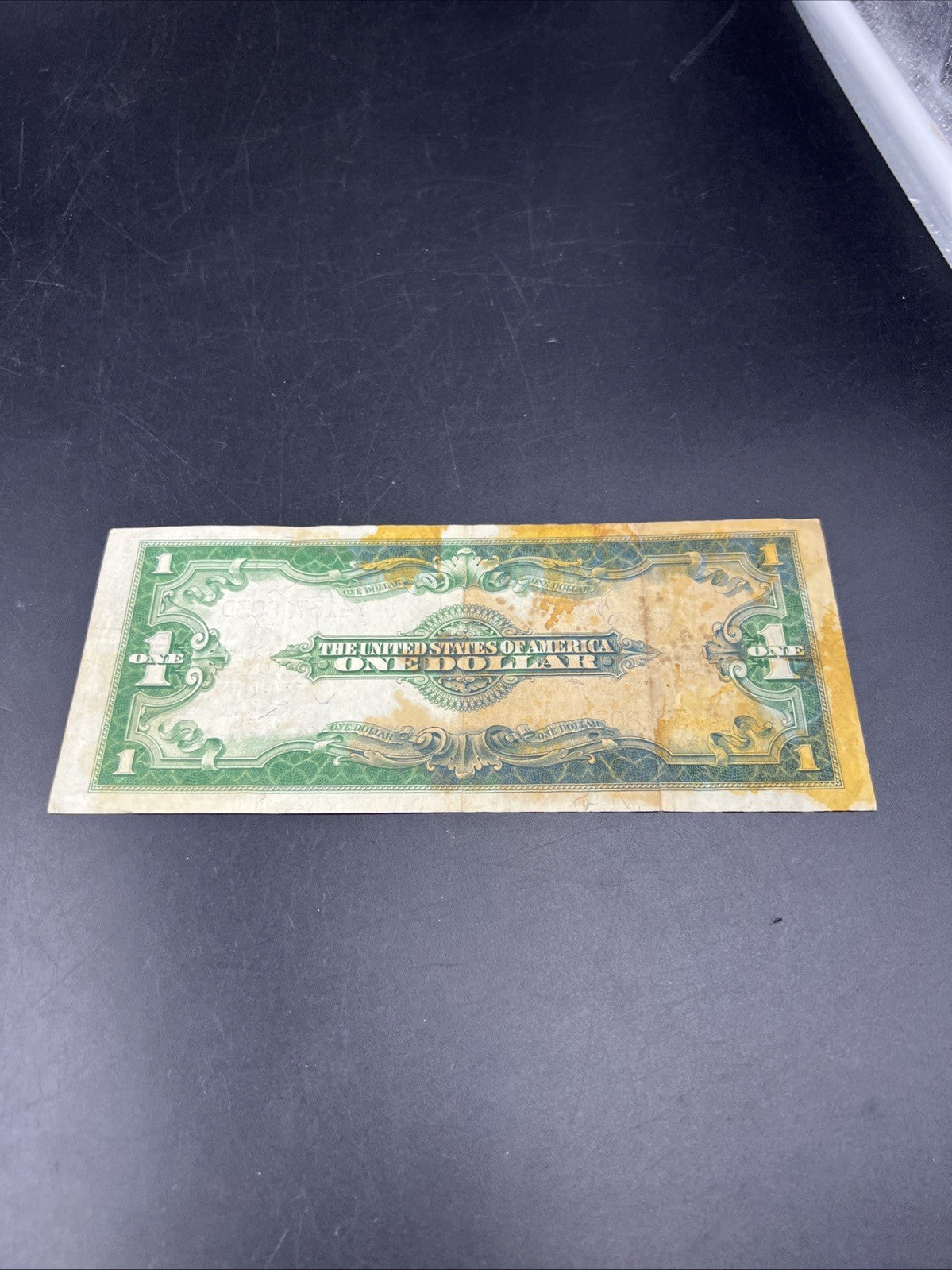 1923 $1 One Dollar Silver Certificate Horse Blanket Blue Seal Fine Details Stain