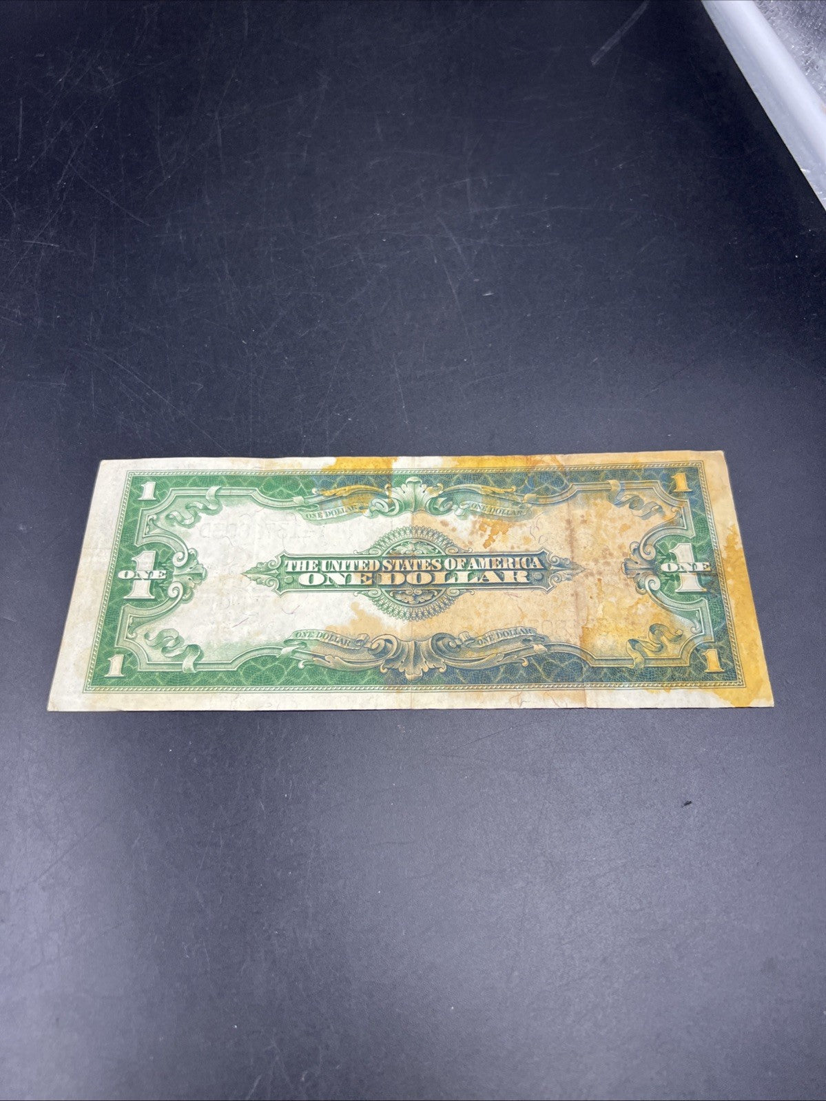 1923 $1 One Dollar Silver Certificate Horse Blanket Blue Seal Fine Details Stain