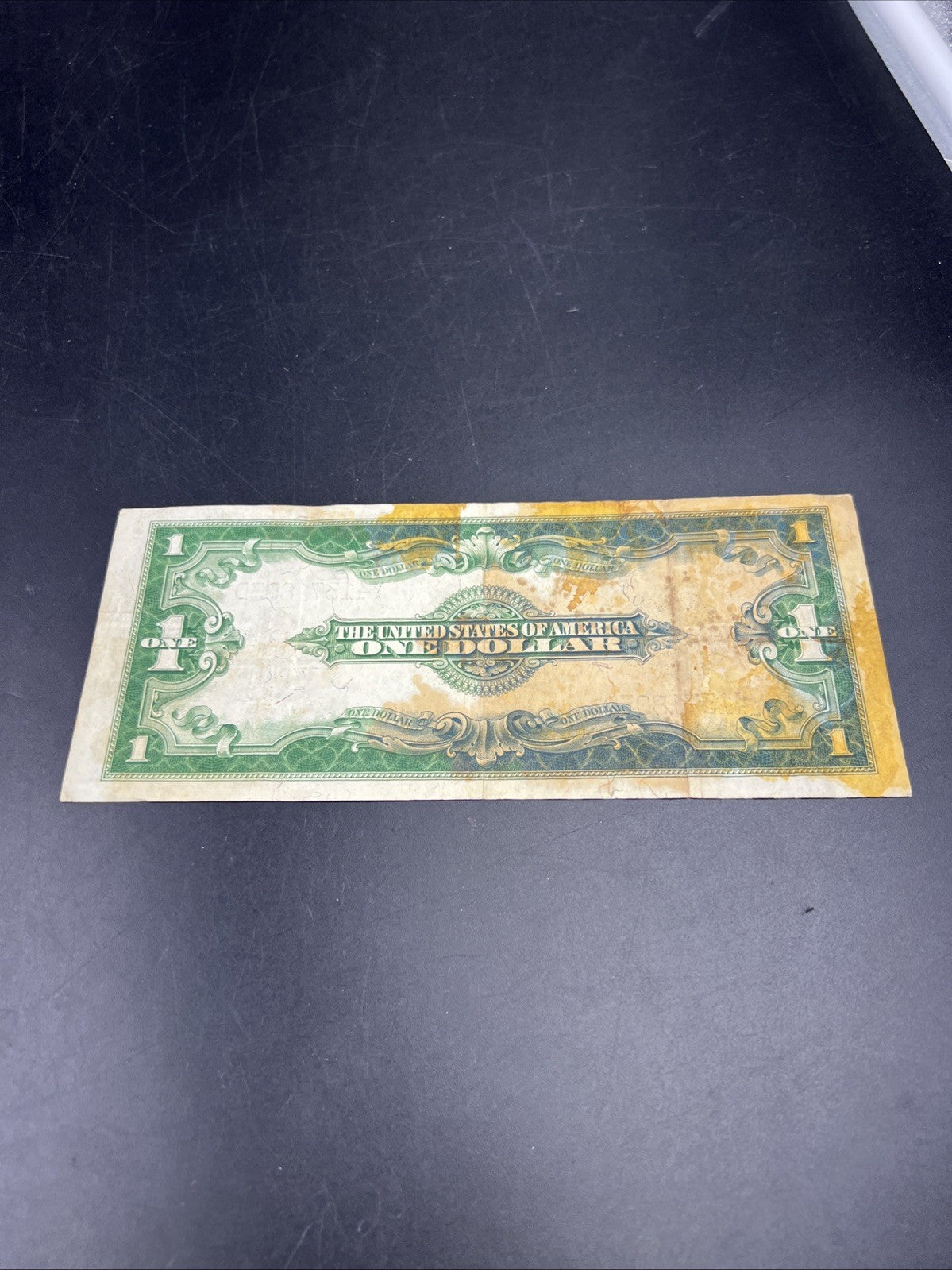 1923 $1 One Dollar Silver Certificate Horse Blanket Blue Seal Fine Details Stain