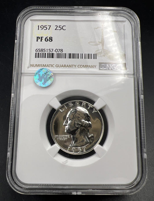 1957 25c Proof Washington Silver Quarter Coin PF68 Gem Certified NGC