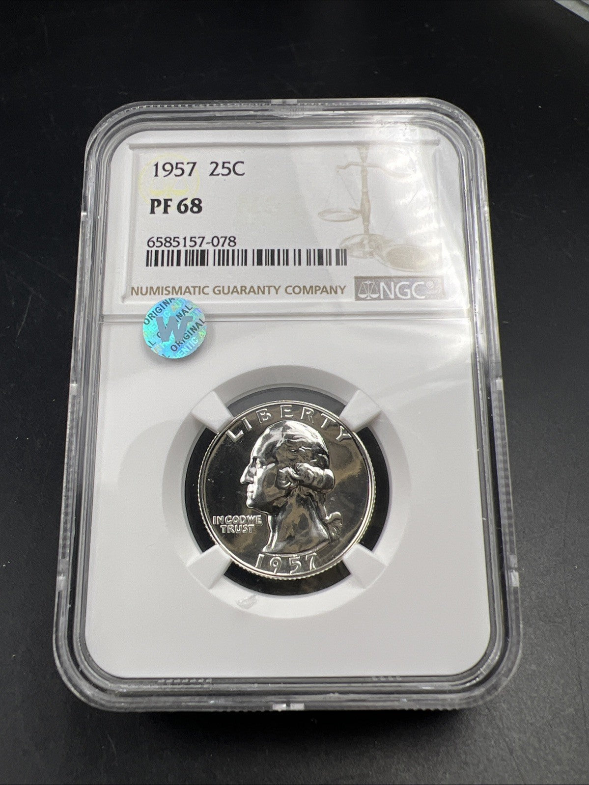 1957 25c Proof Washington Silver Quarter Coin PF68 Gem Certified NGC