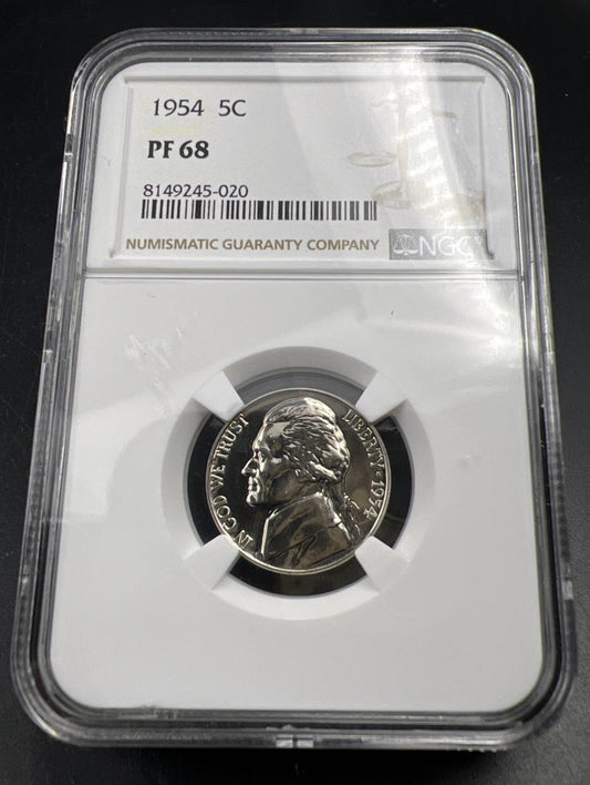 1954 5c Jefferson Nickel Coin NGC PF68 Gem Proof Certified