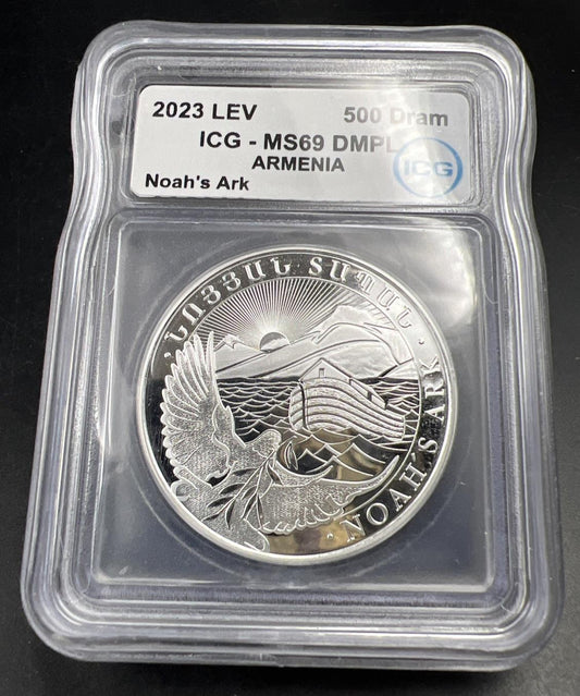 2023 Noah’s Ark Armenia 500 Dram 1 Oz .999 Silver Coin ICG MS69 Gem UNC