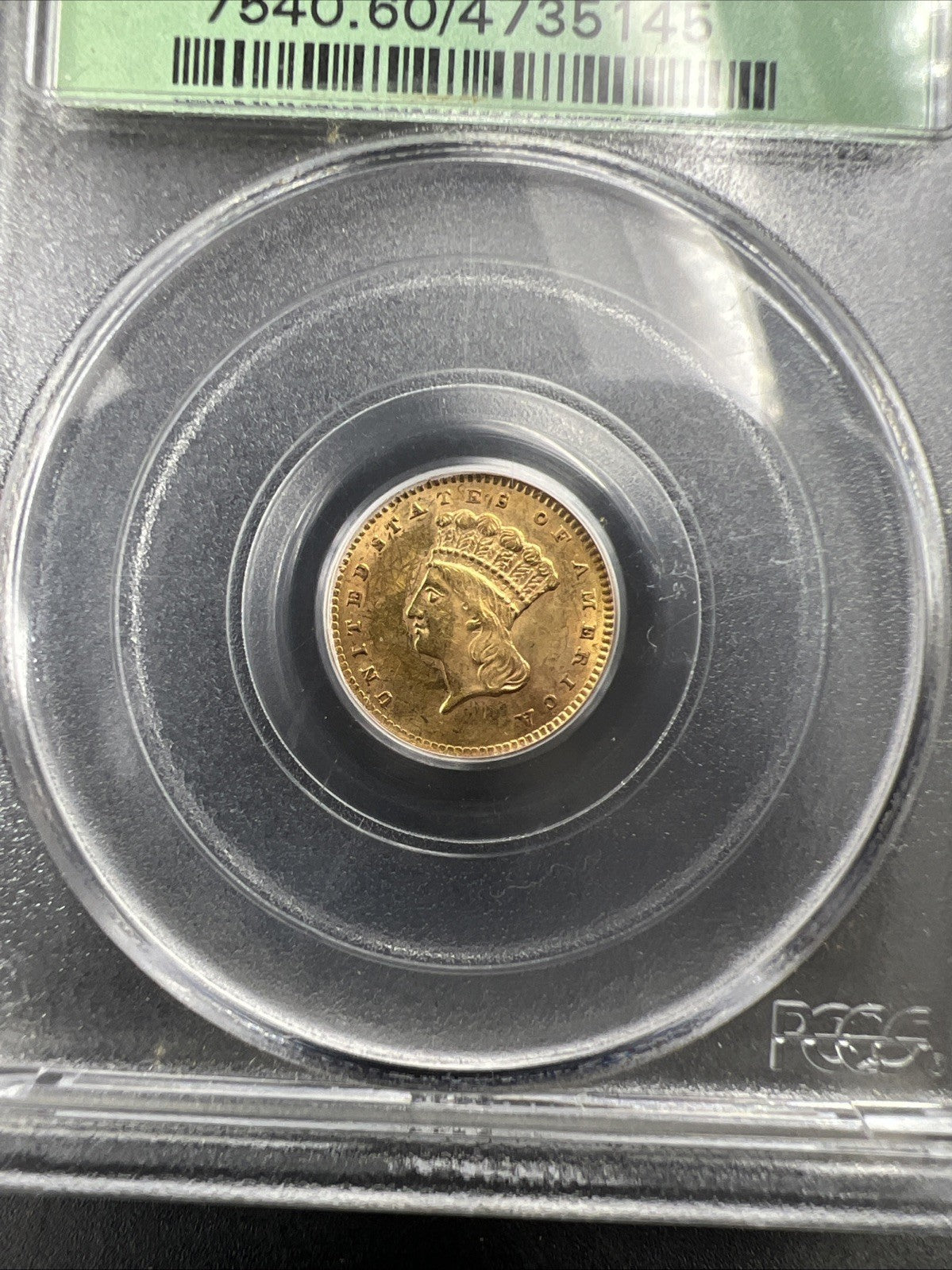 1856 $1 One Dollar Princess Indian Head Gold Dollar Coin PCGS OGH MS60 Slant 5