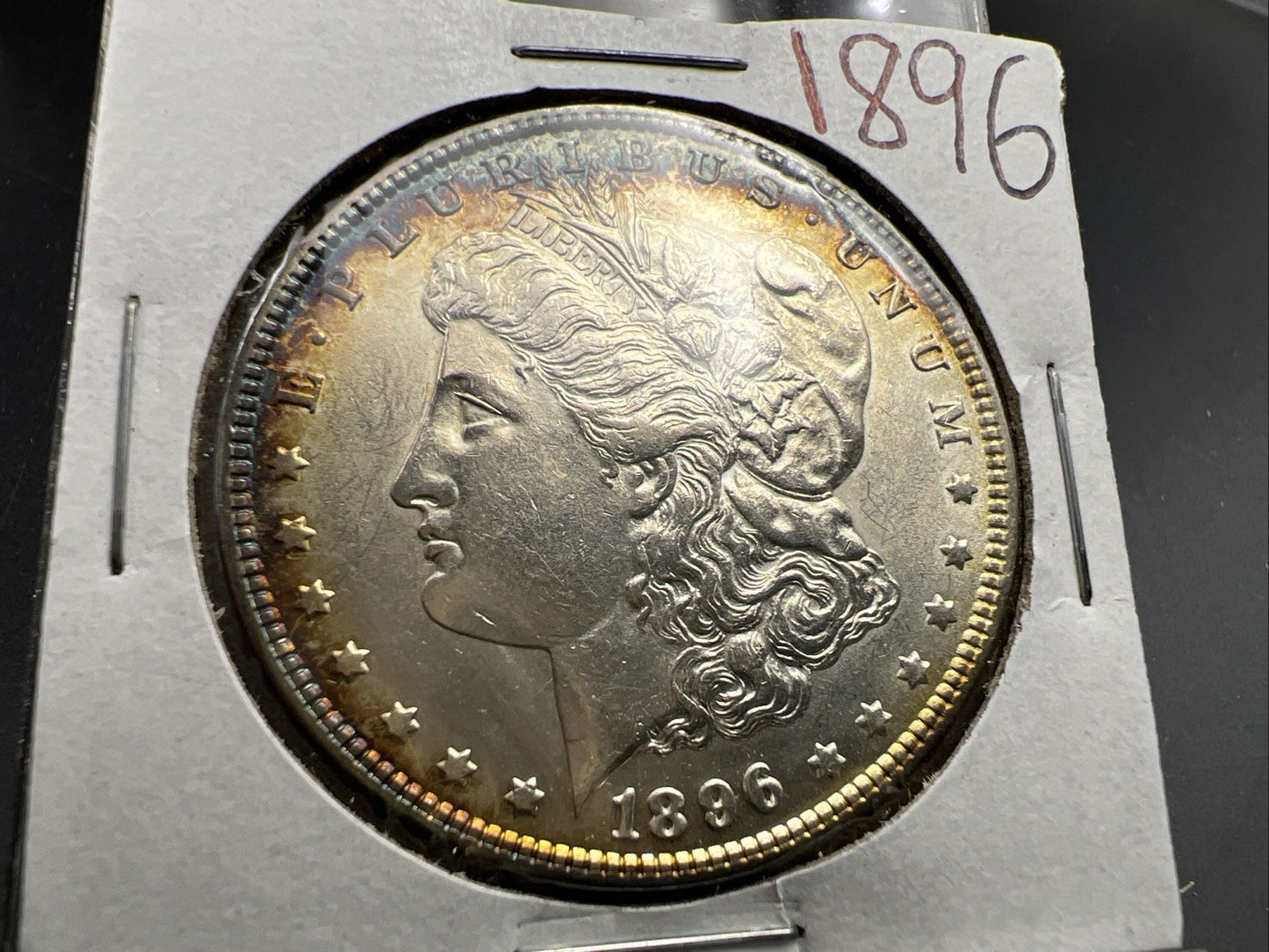 1896 P $1 Morgan Silver Dollar Coin AU About UNC Near Toning Toner