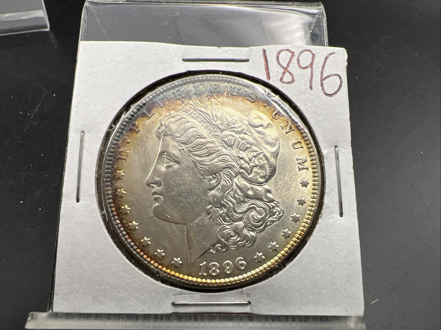 1896 P $1 Morgan Silver Dollar Coin AU About UNC Near Toning Toner
