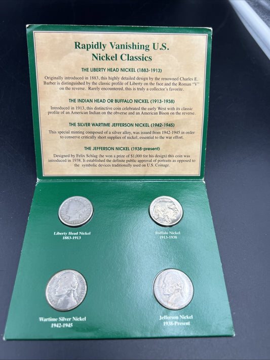 Vanishing Classics 4 Coin Nickel Set Buffalo Jefferson V Nickel Circulated