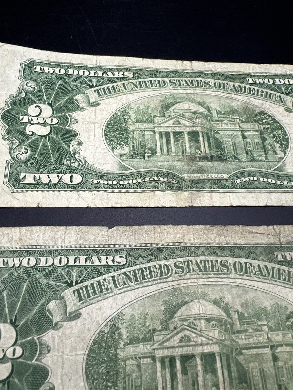 Lot Of 3 Cull Very Circulated 1953 $2 USN United States Notes Red Seal Bills #A