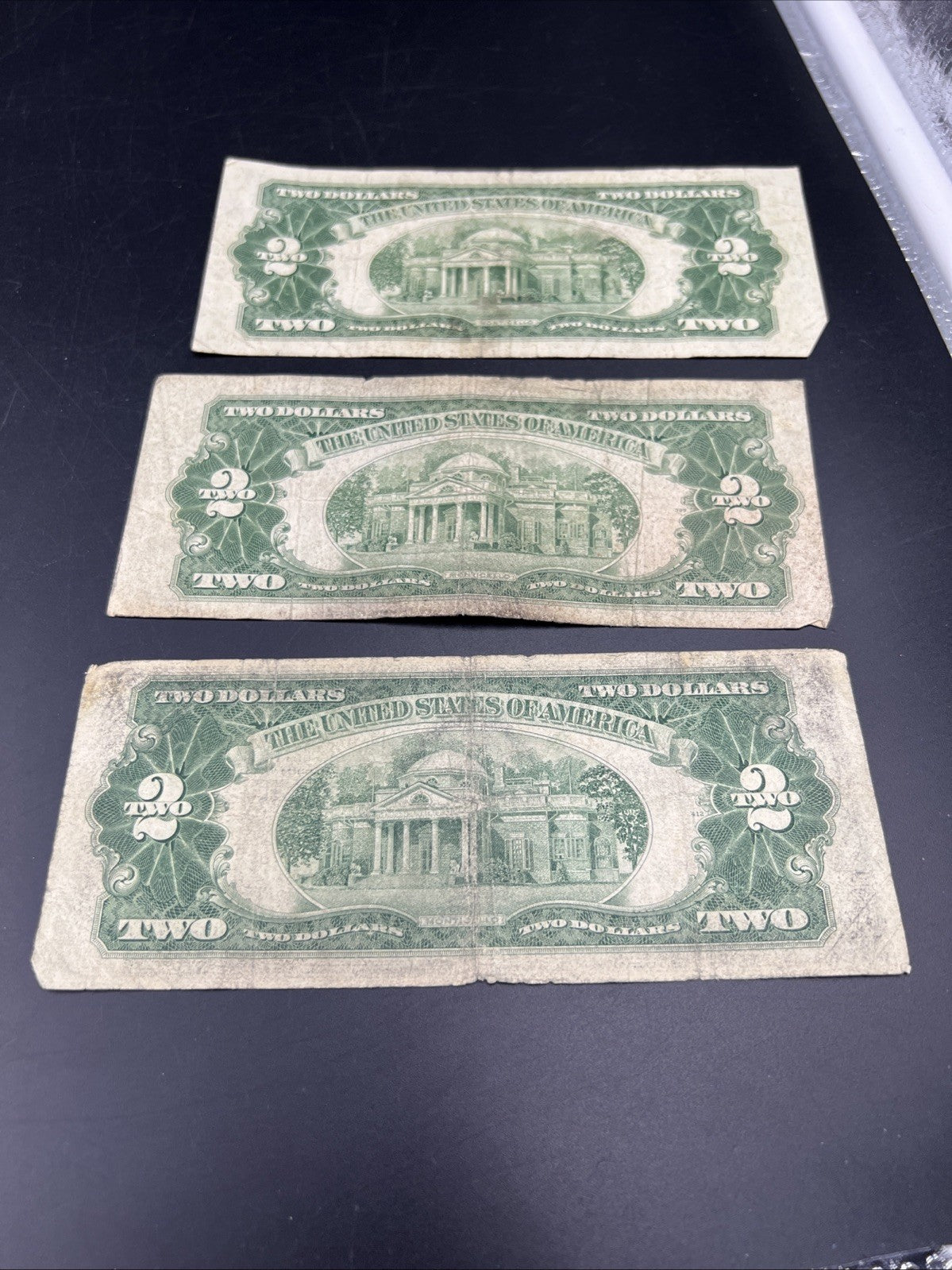 Lot Of 3 Cull Very Circulated 1953 $2 USN United States Notes Red Seal Bills #A