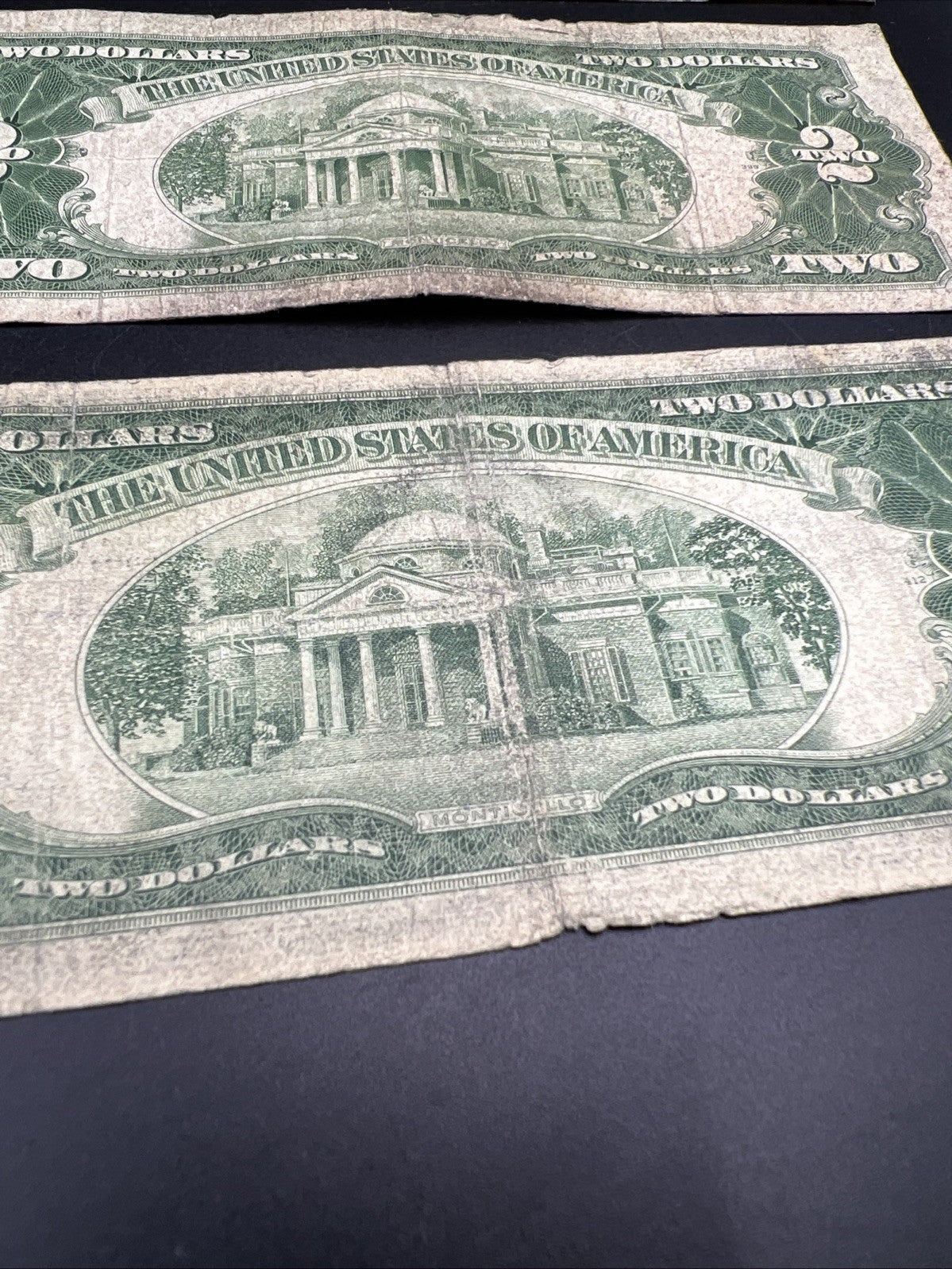 Lot Of 3 Cull Very Circulated 1953 $2 USN United States Notes Red Seal Bills #A