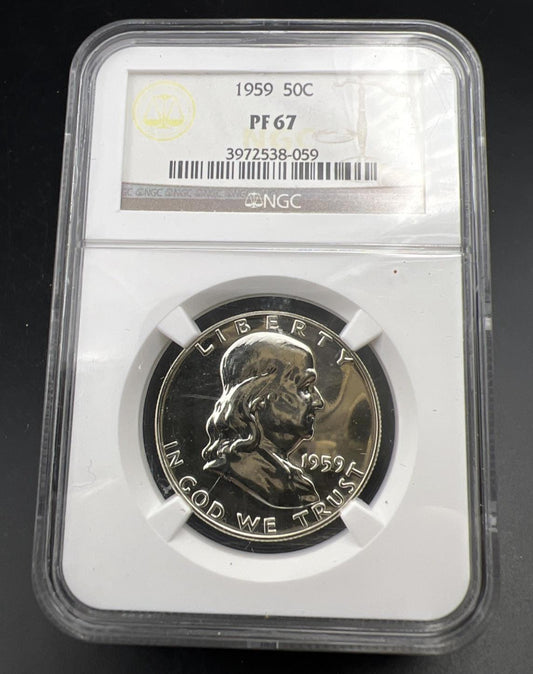 1959 Franklin Silver Half Dollar Coin PF67 NGC Gem Proof Certified
