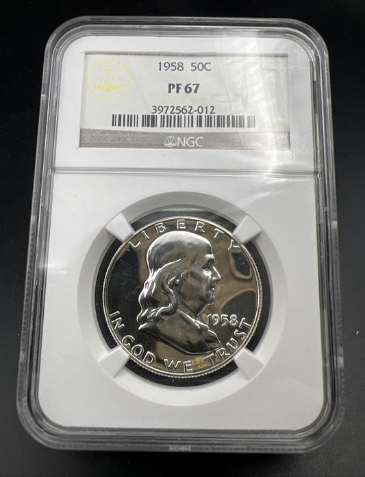 1958 Franklin Silver Half Dollar Coin PF67 NGC Gem Proof Certified