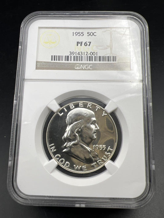 1955 Franklin Silver Half Dollar Coin PF67 NGC Gem Proof Certified