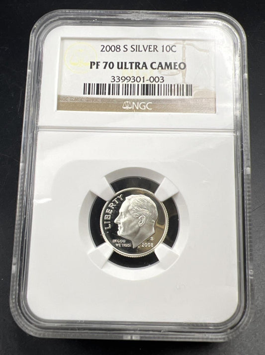 2008 S 10c Roosevelt Proof Silver Dime NGC PF70 UCAM Gem Proof #003