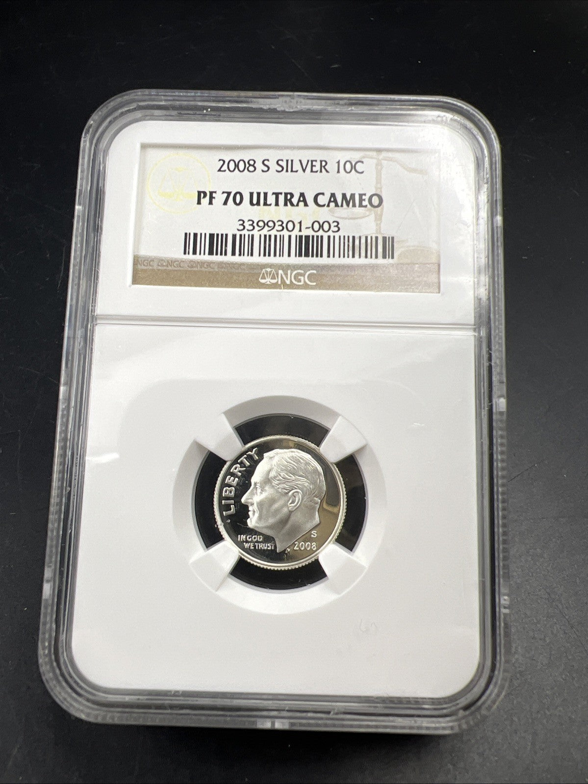 2008 S 10c Roosevelt Proof Silver Dime NGC PF70 UCAM Gem Proof #003